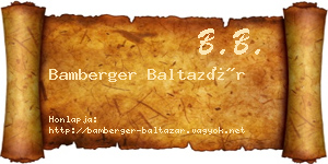 Bamberger Baltazár névjegykártya